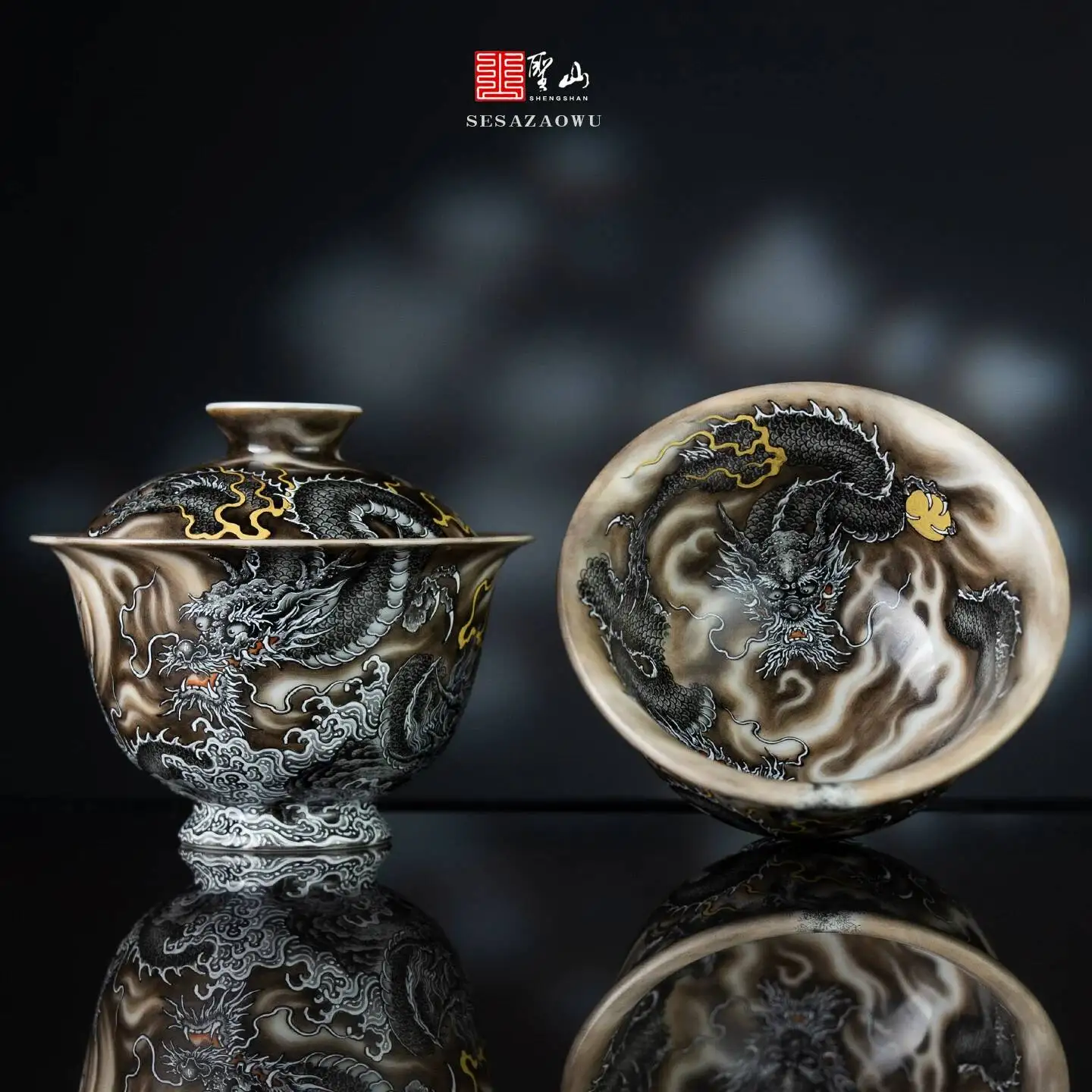 Sacred Mountain High-End Silk-Textured Xuan Color Pastel Ink Hand-Painted Five Dragon Ceramic Tea Set Gaiwan
Sacred Mountain High-End Silk-Textured Xuan Color Pastel Ink Hand-Painted Five Dragon Ceramic Tea Set Gaiwan
