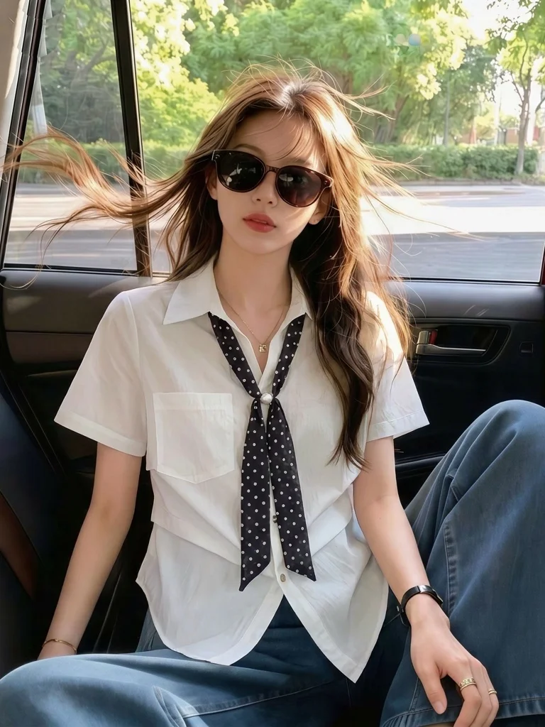 Slimming Checkered Shirt Women's V-neck Short Sleeve Formal Casual Korean Style plus Size Fashion Top Summer New Arrival
Slimming Checkered Shirt Women's V-neck Short Sleeve Formal Casual Korean Style plus Size Fashion Top Summer New Arrival