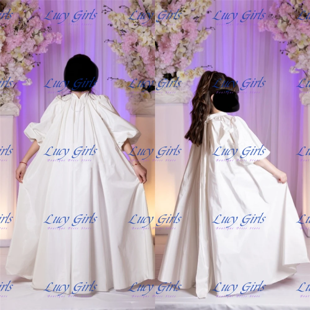 Quality Communion Gowns Satin Fluffy short Sleeves Flower Girl Dress For Wedding Little Princess Birthday Party Evening Gowns
Quality Communion Gowns Satin Fluffy short Sleeves Flower Girl Dress For Wedding Little Princess Birthday Party Evening Gowns