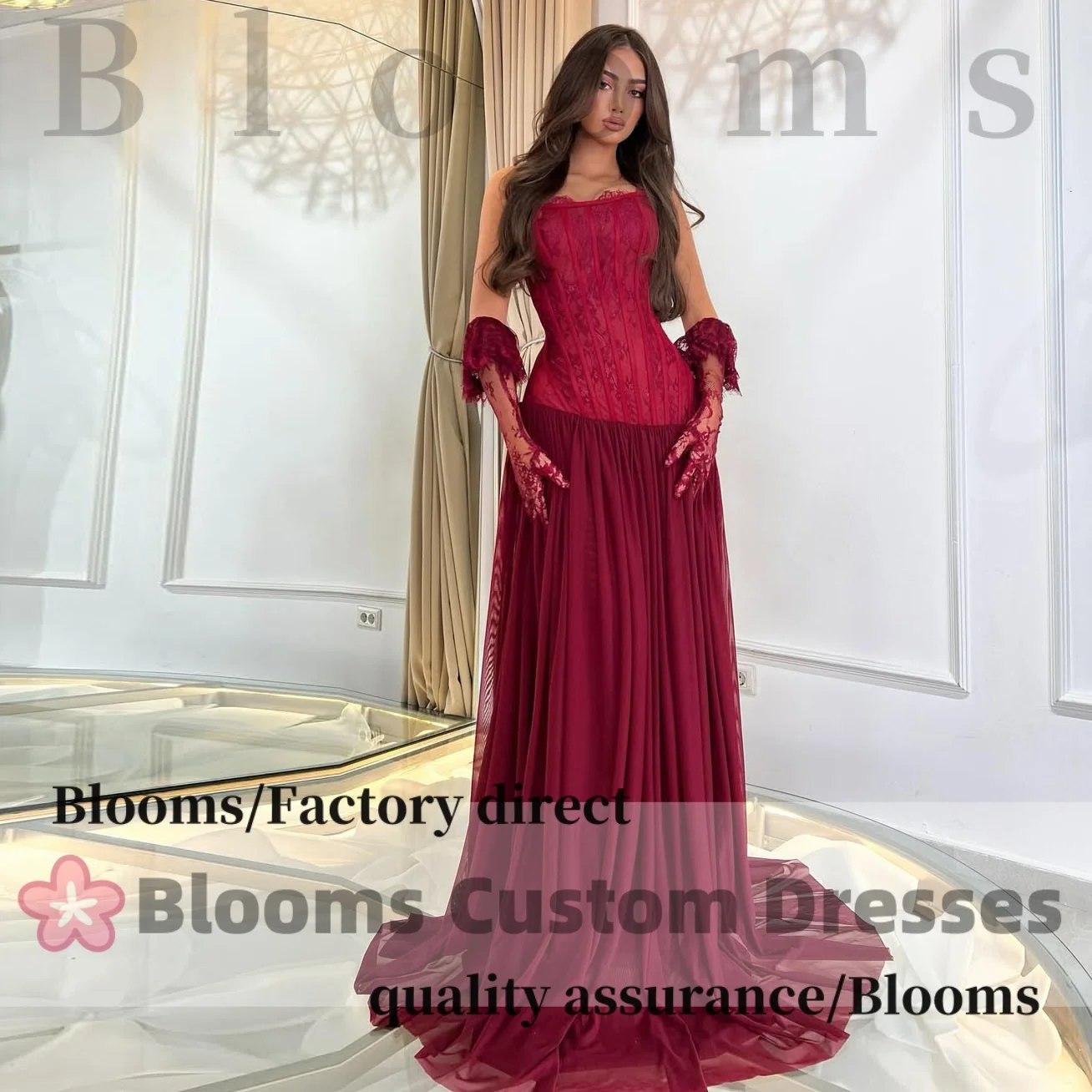 Customized Wine Red Lace Chiffon Evening Dresses with Gloves Draped Floor-Length Wedding Elegant Party Dress Prom Gown
Customized Wine Red Lace Chiffon Evening Dresses with Gloves Draped Floor-Length Wedding Elegant Party Dress Prom Gown