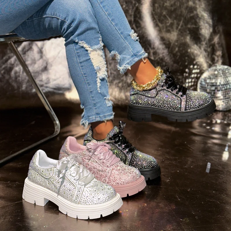 Rhinestone Women's Luxurious Shoes Printing Lace-up Fashion Motorcycle Boots Thick Soled Lightweight High Street Mujeres Sneaker
Rhinestone Women's Luxurious Shoes Printing Lace-up Fashion Motorcycle Boots Thick Soled Lightweight High Street Mujeres Sneaker