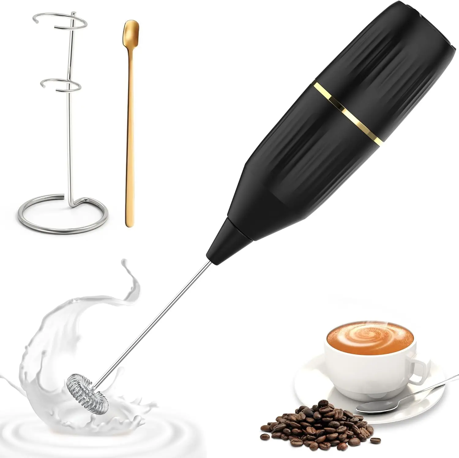 Handheld Milk Frother 14,000 RPM Drink Mixer Wand with Stand & Spoon Quiet One-Button Operation, Detachable Whisk for Coffee Latte Cappuccino Matcha (Black)
Handheld Milk Frother 14,000 RPM Drink Mixer Wand with Stand & Spoon Quiet One-Button Operation, Detachable Whisk for Coffee Latte Cappuccino Matcha (Black)