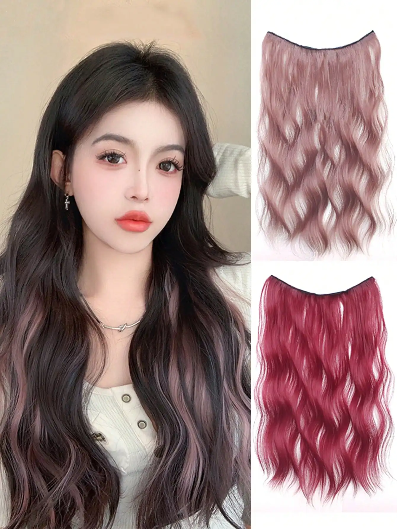 20inch One-Piece Ombre Synthetic Hair Extensions, Fluffy Wavy Clip-In Invisible Highlights (Red And Gray)
20inch One-Piece Ombre Synthetic Hair Extensions, Fluffy Wavy Clip-In Invisible Highlights (Red And Gray)