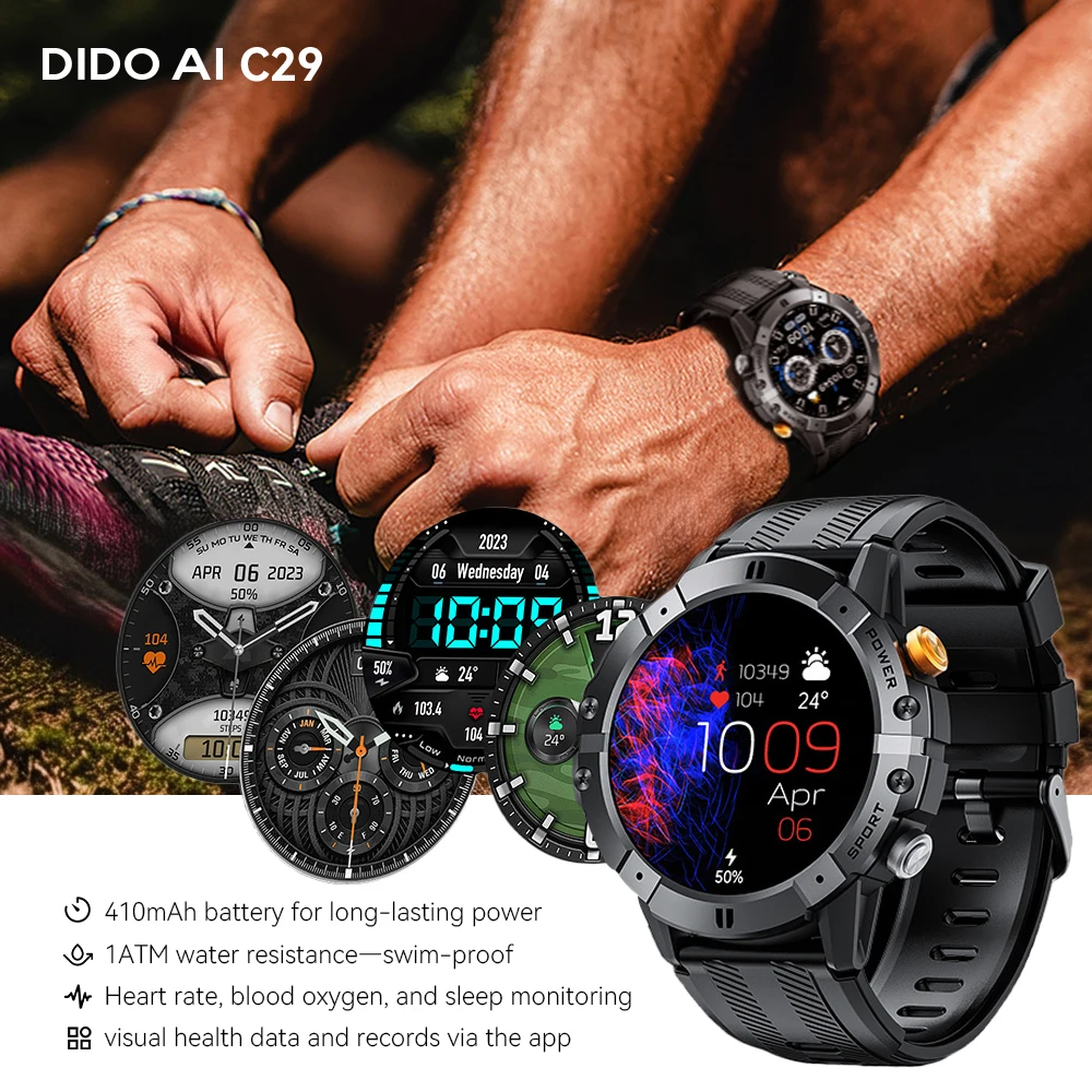 Dido AI C29 Smart Watch Bluetooth Call Blood Pressure Monitor 1.52" AMOLED HD 120+ Sports Waterproof Fitness Choice Smartwatches
Dido AI C29 Smart Watch Bluetooth Call Blood Pressure Monitor 1.52" AMOLED HD 120+ Sports Waterproof Fitness Choice Smartwatches