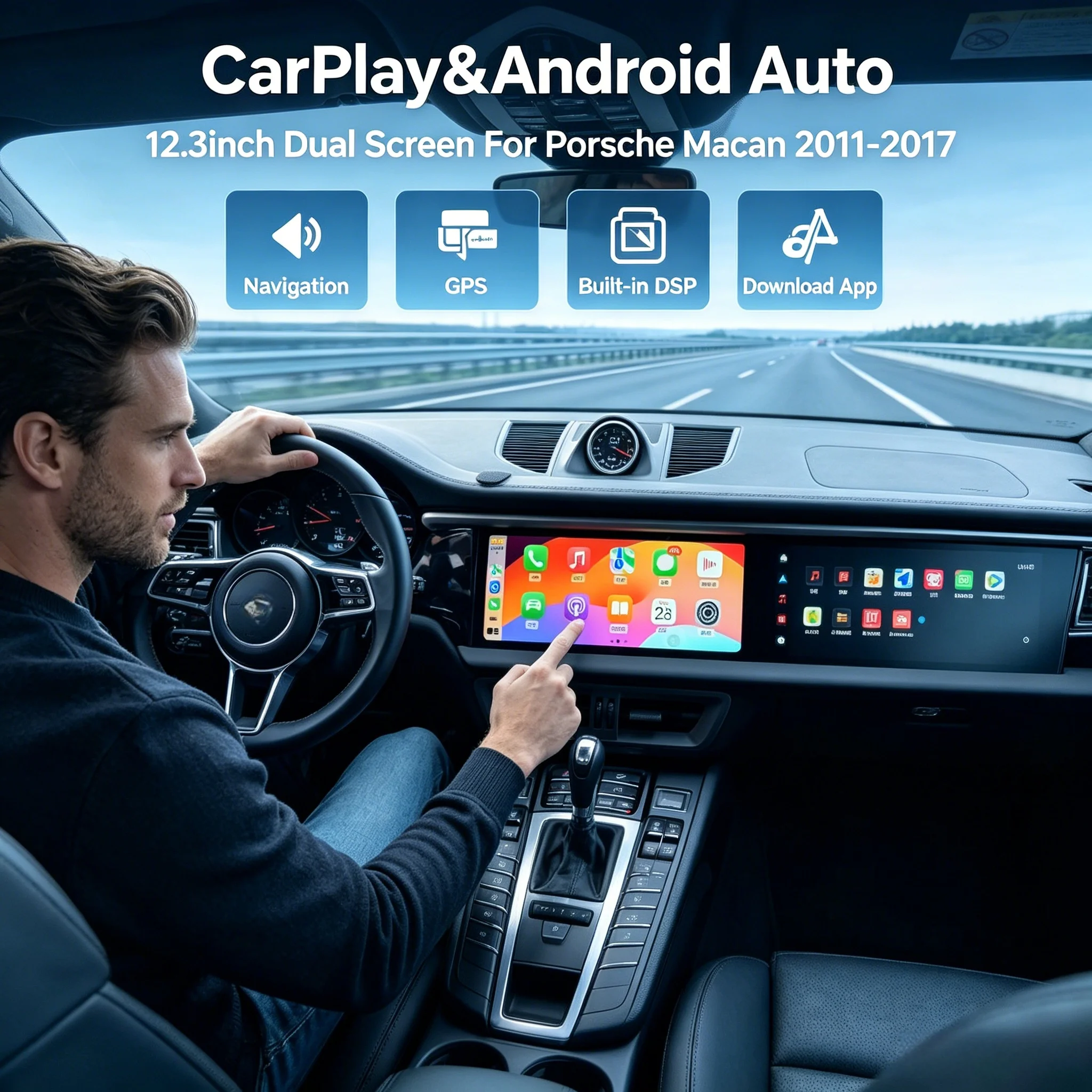 12.3+12.3Inch Dual Screen Android For Porsche Macan 2011-2017 Car GPS Navigation Multimedia Video Player Radio Head Unit Carplay
12.3+12.3Inch Dual Screen Android For Porsche Macan 2011-2017 Car GPS Navigation Multimedia Video Player Radio Head Unit Carplay