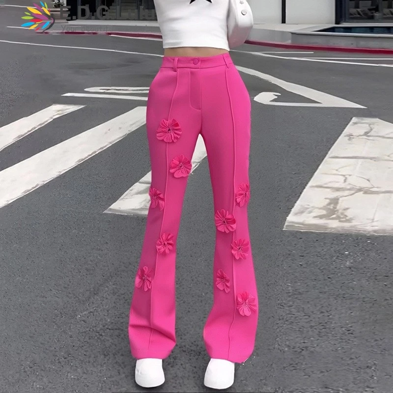 EDGLuLu Women's Casual Street 3d Flower Patchwork Pink Straight Leg Pants High Waist Flared Trousers 2025 New 0603
EDGLuLu Women's Casual Street 3d Flower Patchwork Pink Straight Leg Pants High Waist Flared Trousers 2025 New 0603