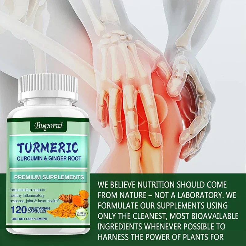 Turmeric Curcumin + Ginger Root - with Curcumin, Black Pepper - for Joints, Muscles, Digestion & Immunity Support Supplement
Turmeric Curcumin + Ginger Root - with Curcumin, Black Pepper - for Joints, Muscles, Digestion & Immunity Support Supplement