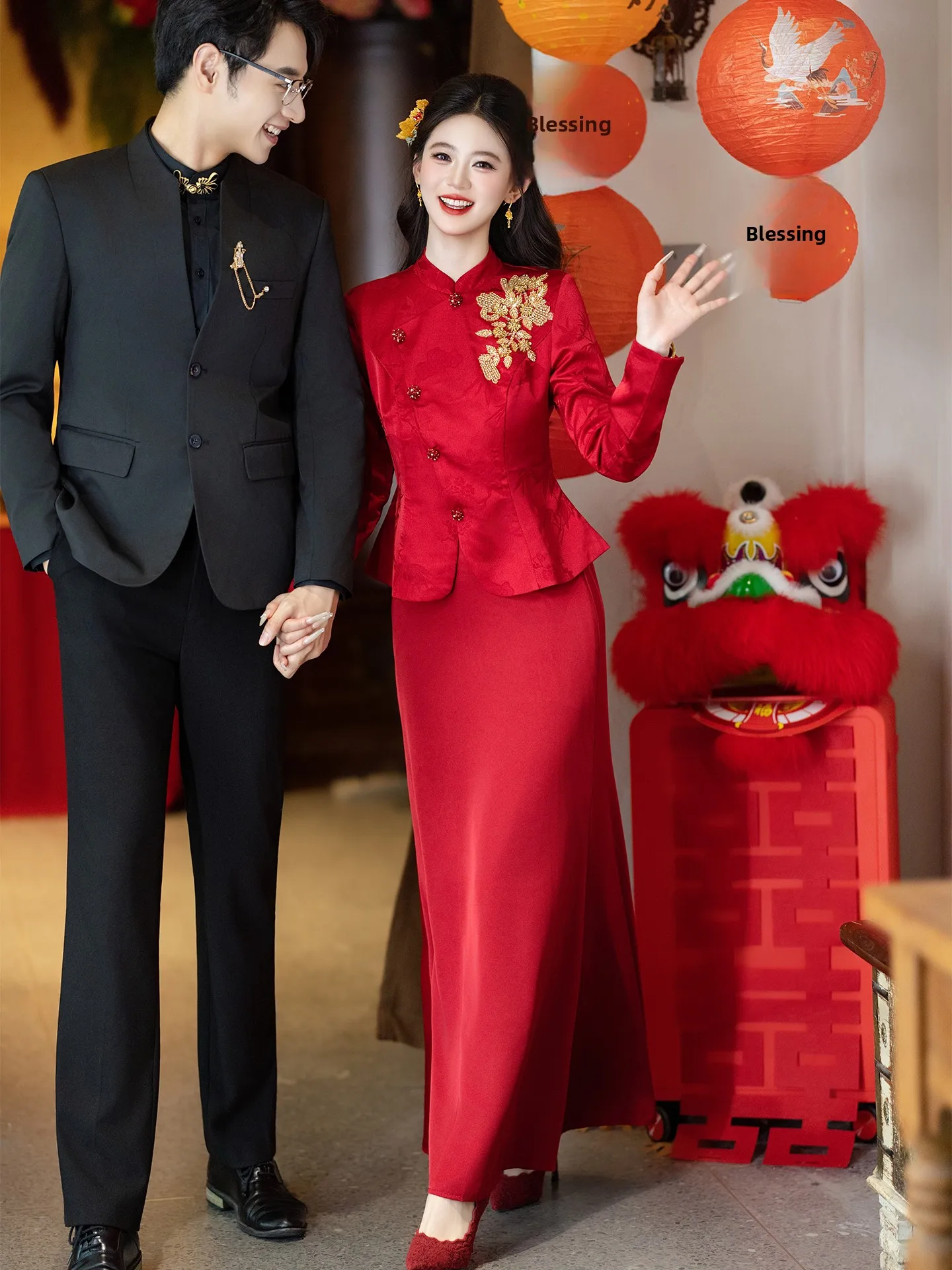 Ele Long Engagement Wedding Dr New Chinese Sle Two-Piece Set Bride Formal Evening Gown Cotail Par
Ele Long Engagement Wedding Dr New Chinese Sle Two-Piece Set Bride Formal Evening Gown Cotail Par