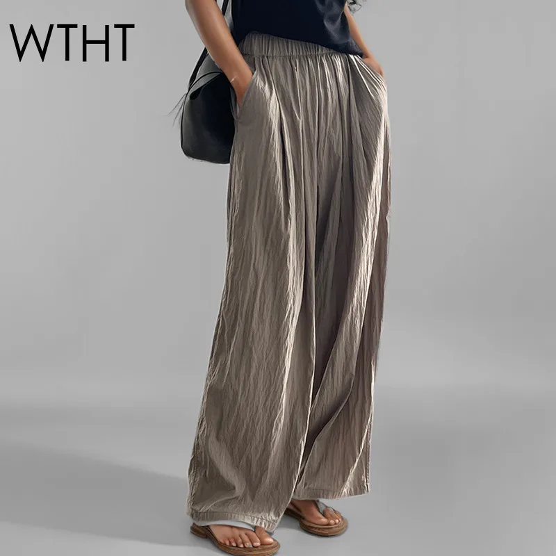 WTHT Elastic Wrinkled Casual Wide Leg Pants For Women Fashion 2025 Spring High Waist Solid Color Loose Trouser Female New 1LS785
WTHT Elastic Wrinkled Casual Wide Leg Pants For Women Fashion 2025 Spring High Waist Solid Color Loose Trouser Female New 1LS785