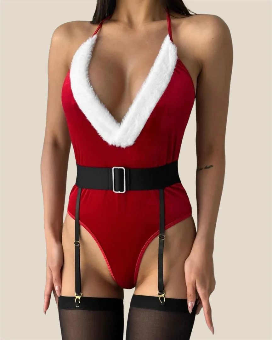 Ellolace Bunny Christmas Lingerie Bodysuit Velvet Red Erotic Costumes Hair Band Deep-V Sweet Girl Festival Set Woman 3 Pieces
Ellolace Bunny Christmas Lingerie Bodysuit Velvet Red Erotic Costumes Hair Band Deep-V Sweet Girl Festival Set Woman 3 Pieces