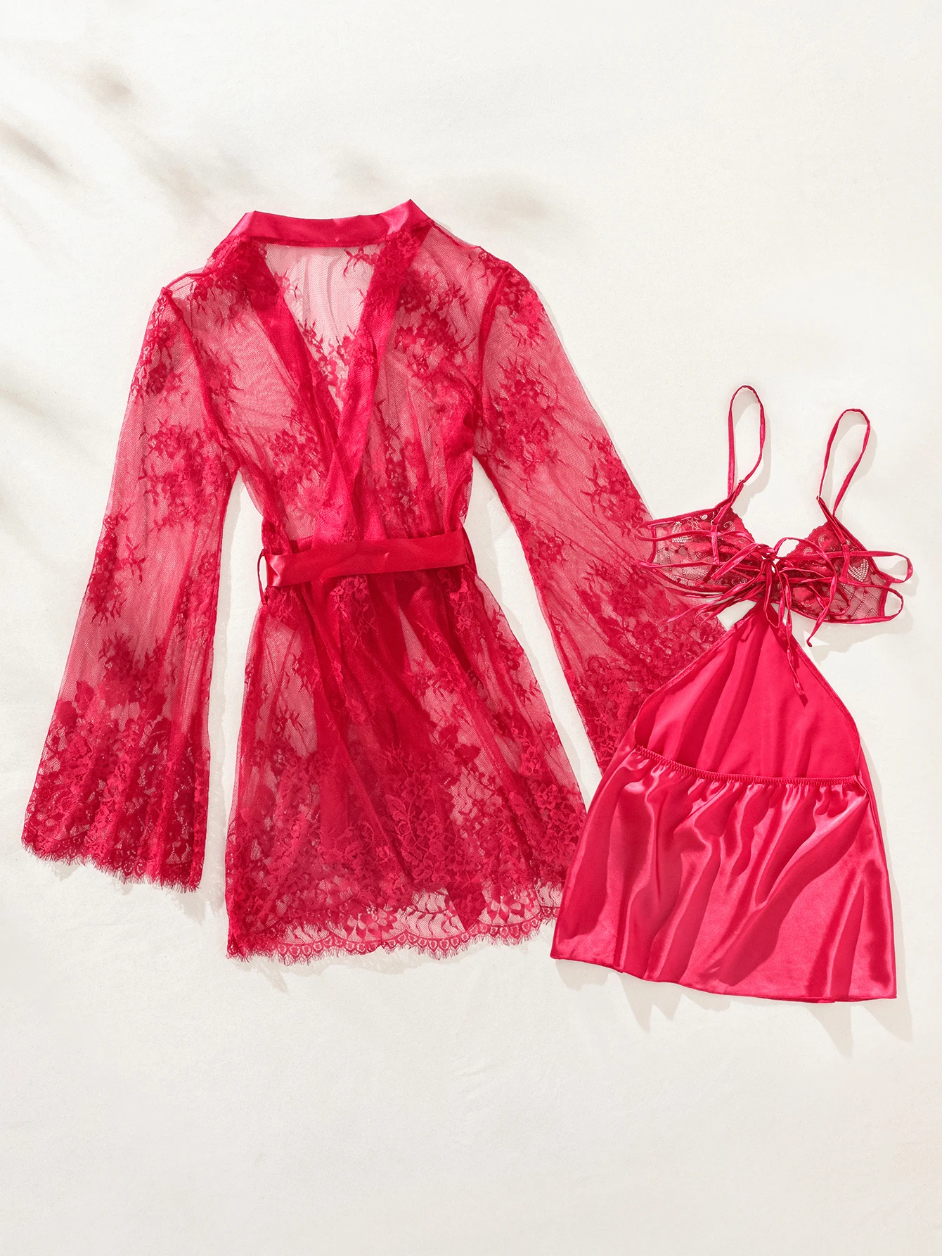 Lace Long Robe Sexy Lingerie with Satin Belt Silk Sheer Erotic Nightgown for Women Romantic Valentine's Day Sleepwear
Lace Long Robe Sexy Lingerie with Satin Belt Silk Sheer Erotic Nightgown for Women Romantic Valentine's Day Sleepwear