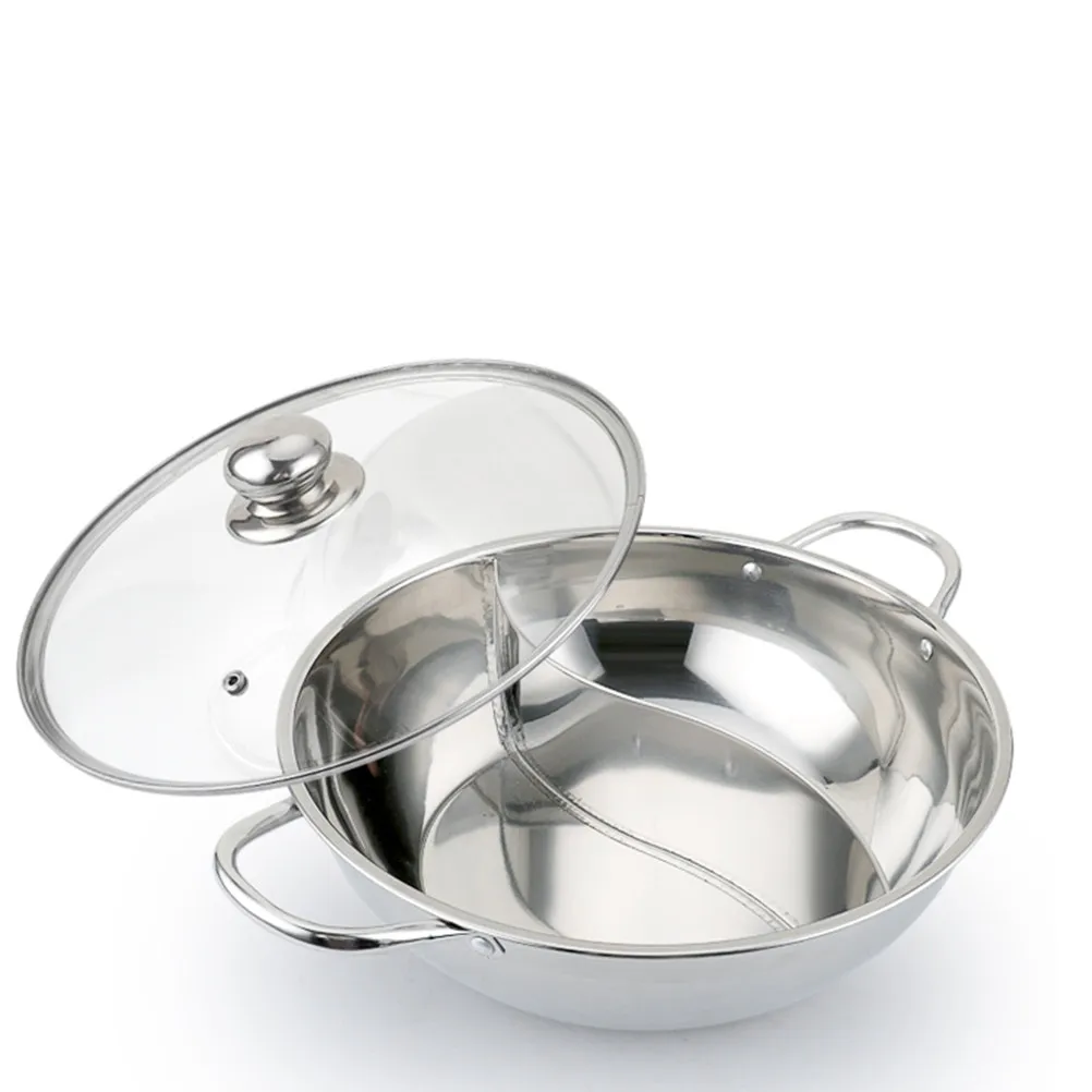30 Food Grade Stainless Steel Dual Compartment Hot Pot Cookware with Thickened Tempered Glass Lid for Family Party
30 Food Grade Stainless Steel Dual Compartment Hot Pot Cookware with Thickened Tempered Glass Lid for Family Party