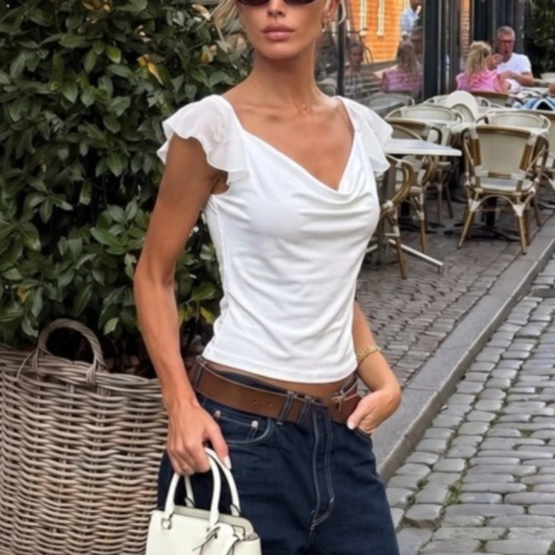 Tsiisd Premium Cowl Neck Ruffle Women's Top Sleeveless Slim Commute Fashion Casual Streetwear Party Top Female 2026 T-Shirts New
Tsiisd Premium Cowl Neck Ruffle Women's Top Sleeveless Slim Commute Fashion Casual Streetwear Party Top Female 2026 T-Shirts New
