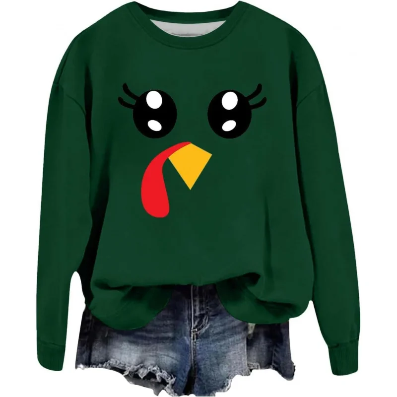 Thanksgiving turkey sweatshirt women's casual loose pullover winter long sleeved round neck minimalist green top
Thanksgiving turkey sweatshirt women's casual loose pullover winter long sleeved round neck minimalist green top