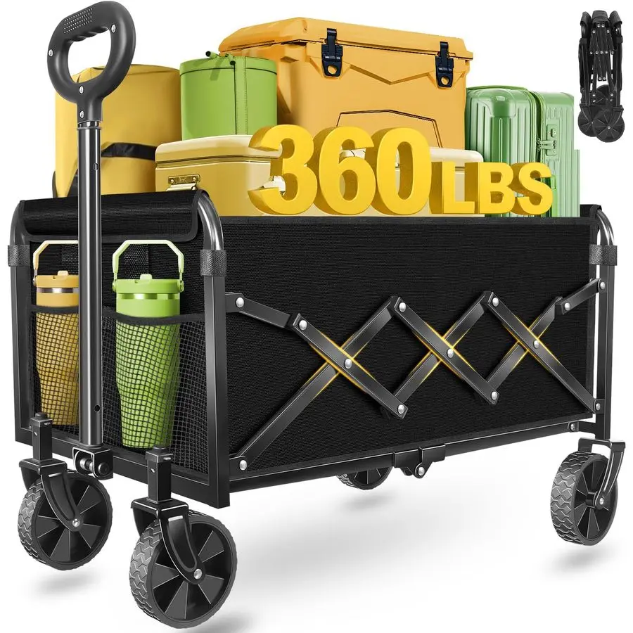 Складная тележка-вагончик на 360 фунтов, складная тележка с колесами, портативная складная тележка для продуктов, спорта, кемпинга
Складная тележка-вагончик на 360 фунтов, складная тележка с колесами, портативная складная тележка для продуктов, спорта, кемпинга