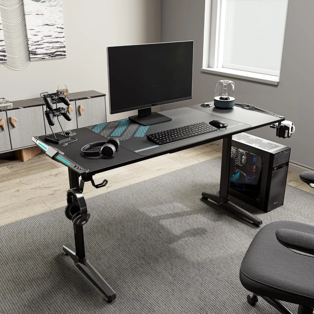 Gaming Desks, 55 Inch Computer Desk PC Studio Gamer Table Home Office Workstation, w Free Mouse Pad,USB Ports Controller
Gaming Desks, 55 Inch Computer Desk PC Studio Gamer Table Home Office Workstation, w Free Mouse Pad,USB Ports Controller