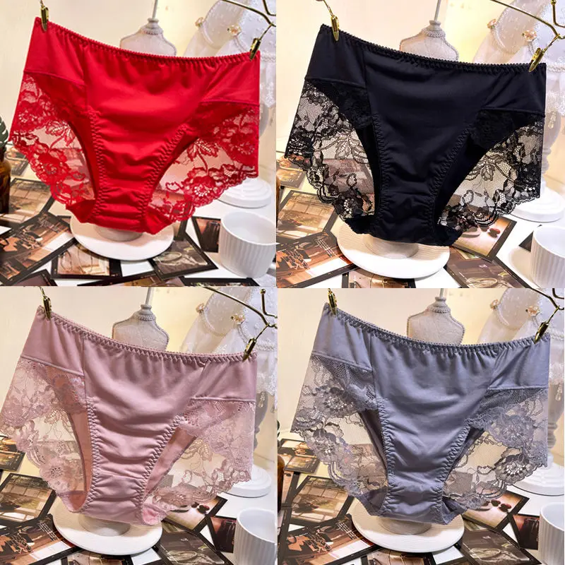 Milk Silk Underwear Women's Medium and High Waist Ice Silk Seamless Cotton Crotch Large Size Fat Sexy Lace Thin Briefs 4 PCS
Milk Silk Underwear Women's Medium and High Waist Ice Silk Seamless Cotton Crotch Large Size Fat Sexy Lace Thin Briefs 4 PCS