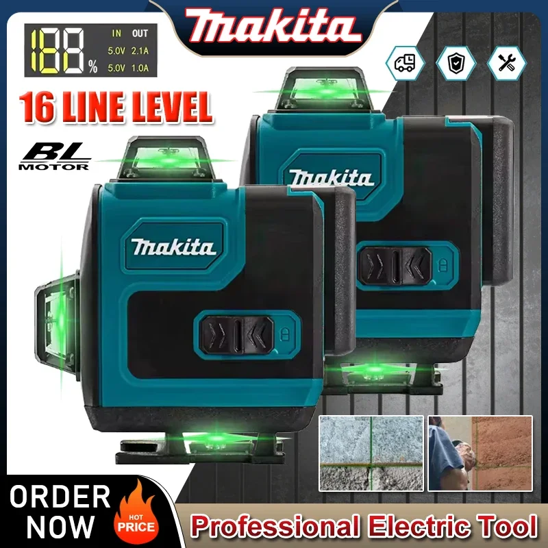 Makita 16Line Level 360 Green Light Laser High-Precision Wall-Mounted Portable self-leveling High-Precision Laser Level
Makita 16Line Level 360 Green Light Laser High-Precision Wall-Mounted Portable self-leveling High-Precision Laser Level