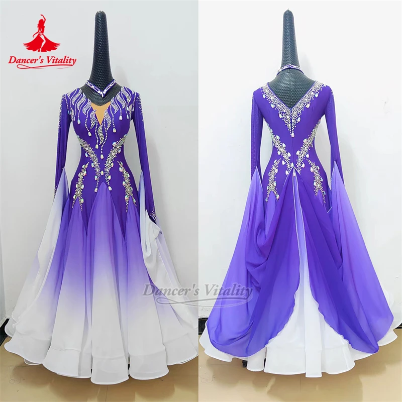 Black-White or Purple-white Gradient Color Social Dance Dress with Necklace Adult Waltz Tango Clothing Custom Dancer's Vitality
Black-White or Purple-white Gradient Color Social Dance Dress with Necklace Adult Waltz Tango Clothing Custom Dancer's Vitality