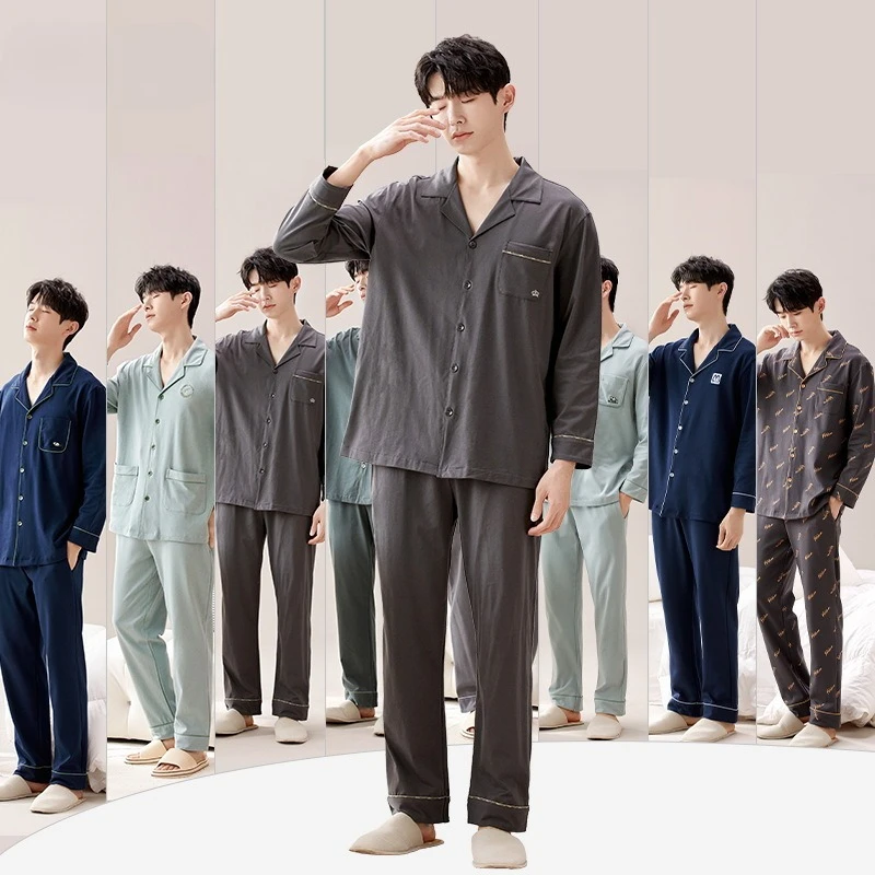 Men's Cotton Pajamas Set Autumn Long-sleeved Checkered Thin Sleepwear 2 PCS Male Loose Cardigan Plus Size Homewear Set 2025 New
Men's Cotton Pajamas Set Autumn Long-sleeved Checkered Thin Sleepwear 2 PCS Male Loose Cardigan Plus Size Homewear Set 2025 New