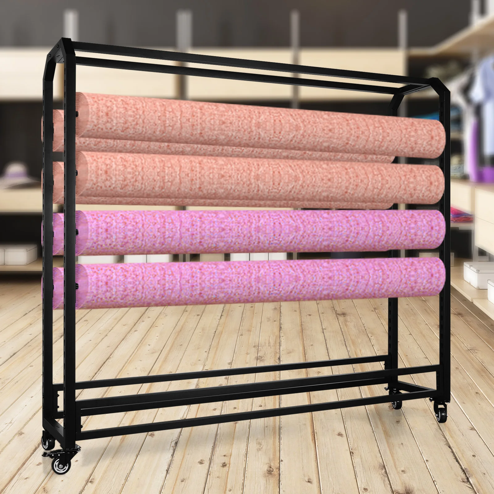 Большая стойка для демонстрации текстиля на колесах, износостойкий стеллаж для тканей для квилтинга, штор, обоев, скатертей
Большая стойка для демонстрации текстиля на колесах, износостойкий стеллаж для тканей для квилтинга, штор, обоев, скатертей