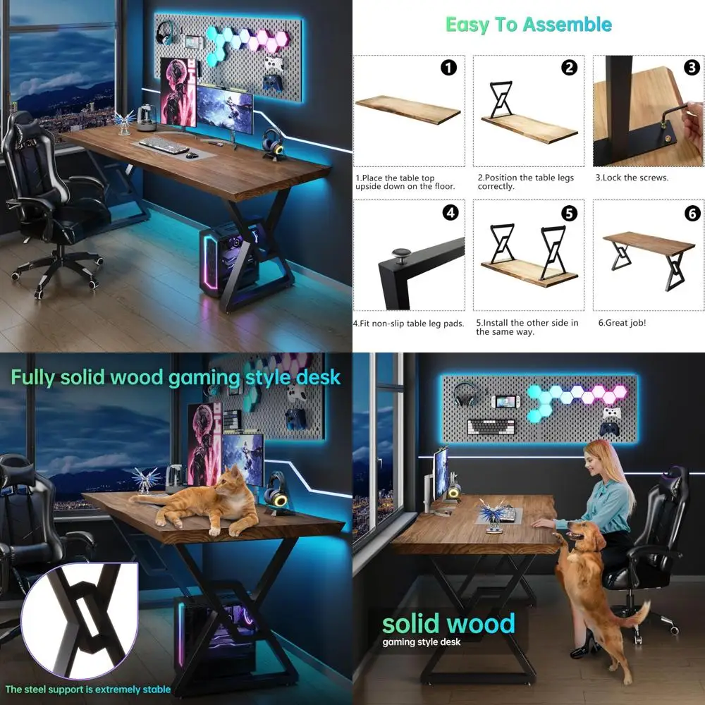 Large 55-inch Solid Wood Computer Desk - Modern Industrial Style Desk for Home Office
Large 55-inch Solid Wood Computer Desk - Modern Industrial Style Desk for Home Office