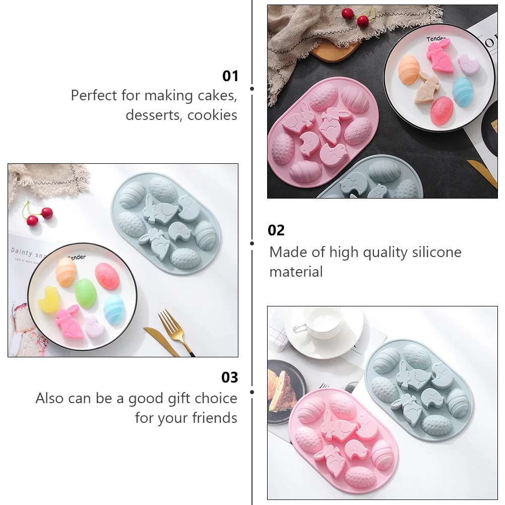 2 шт., силиконовая форма для яиц и кролика, форма для торта для DIY, выпечки шоколадных конфет, десертов, украшения помадки, кухонный инструмент
2 шт., силиконовая форма для яиц и кролика, форма для торта для DIY, выпечки шоколадных конфет, десертов, украшения помадки, кухонный инструмент