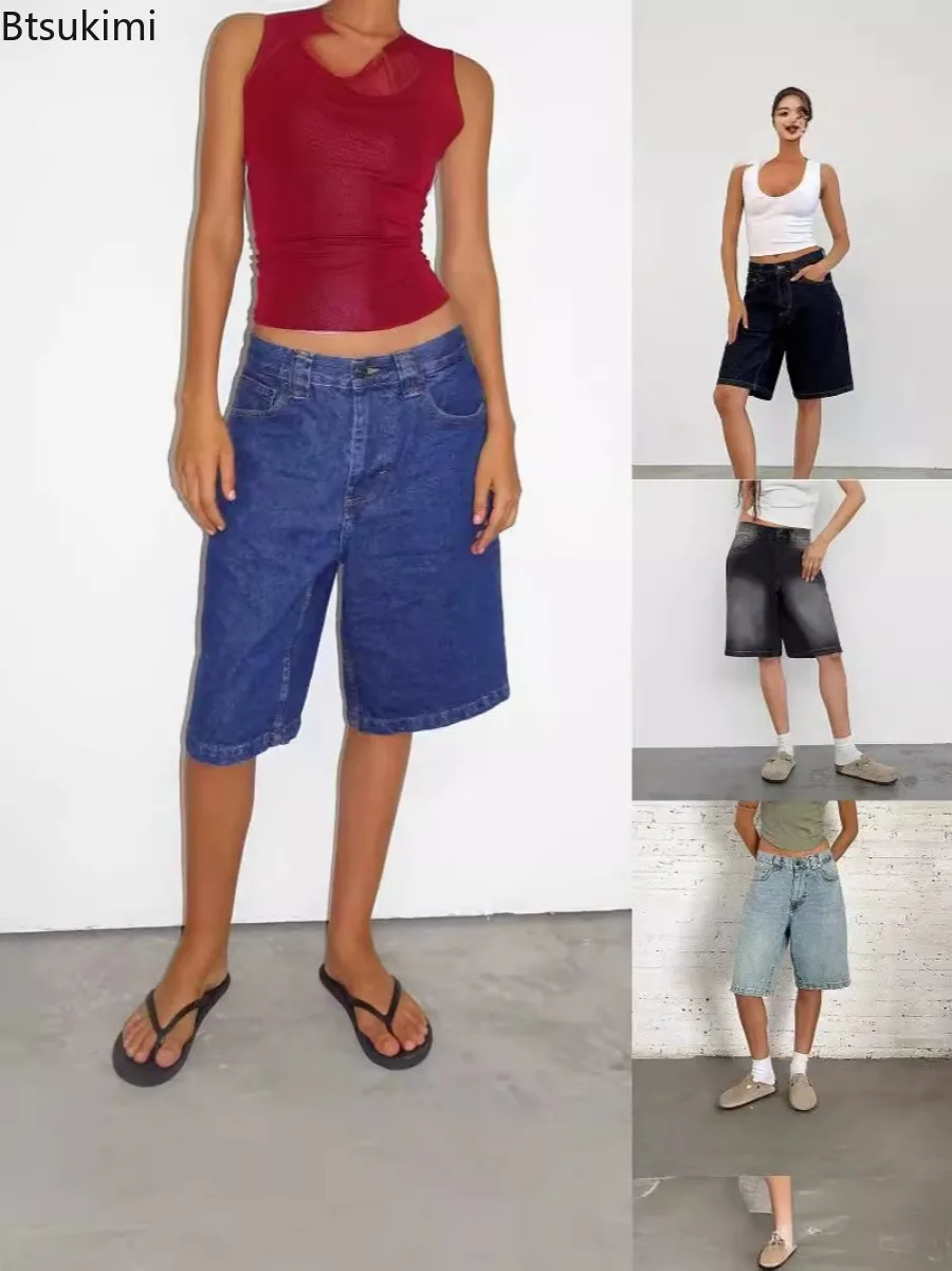 2025 Women's Loose Denim Shorts Solid Color Middle Rise Wide Leg Shorts with Pockets Summer Casual Jeans Mid Pants Streetwear
2025 Women's Loose Denim Shorts Solid Color Middle Rise Wide Leg Shorts with Pockets Summer Casual Jeans Mid Pants Streetwear