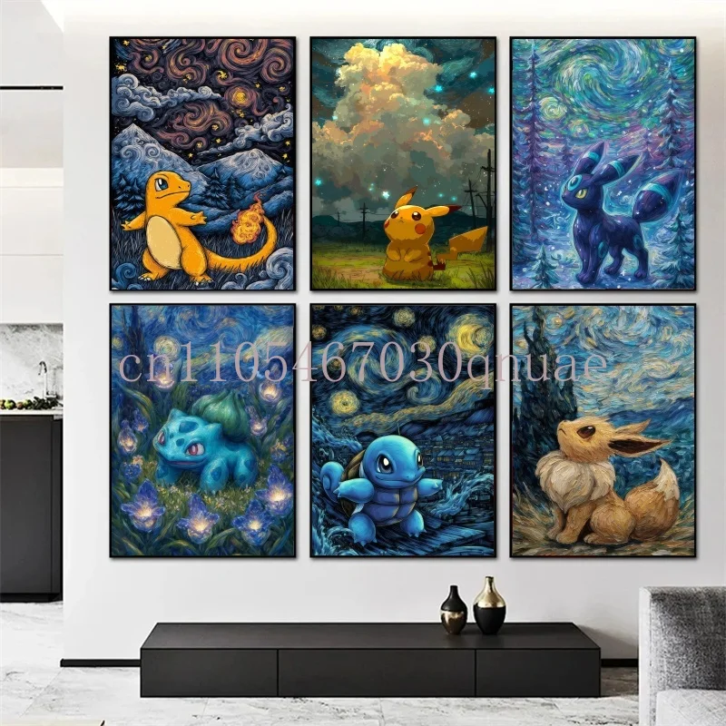 Van Gogh Starry Sky Pokemon Anime Figures Pikachu Watercolor Painting Canvas Posters and Abstract Art Murals Picture Home Decor
Van Gogh Starry Sky Pokemon Anime Figures Pikachu Watercolor Painting Canvas Posters and Abstract Art Murals Picture Home Decor