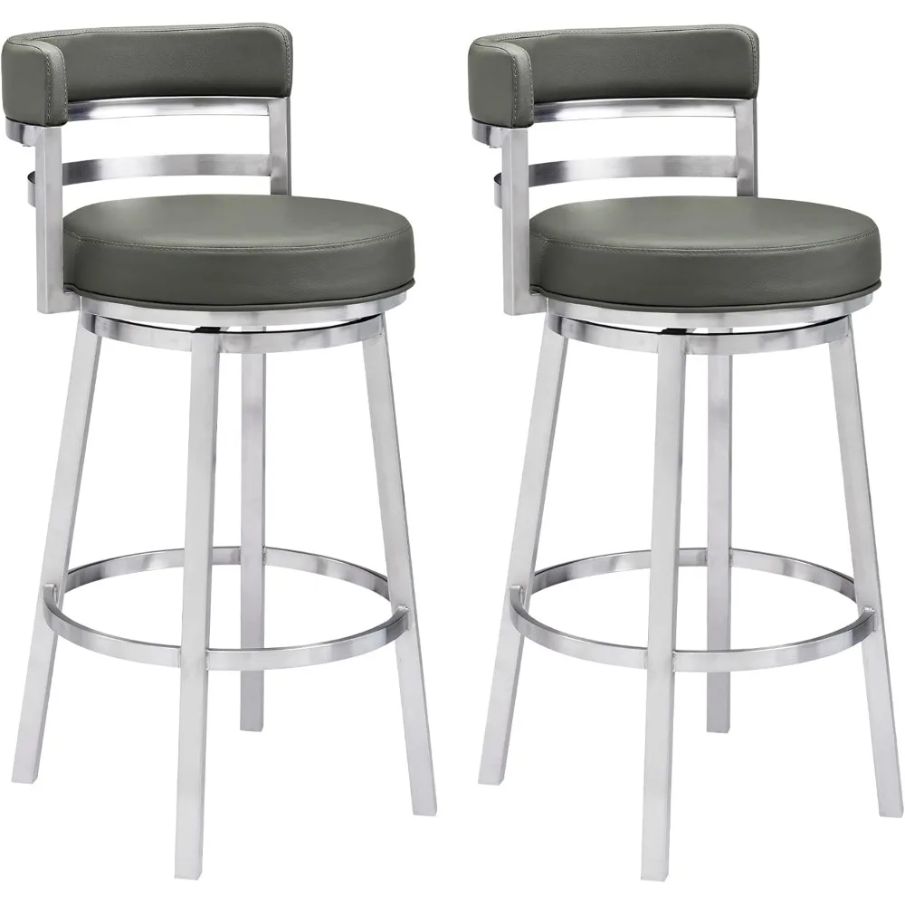 Madrid 26" Counter, Set of 2 Height Swivel Modern Gray Faux Leather and Brushed Stainless Steel Bar Stool for Kitchen
Madrid 26" Counter, Set of 2 Height Swivel Modern Gray Faux Leather and Brushed Stainless Steel Bar Stool for Kitchen