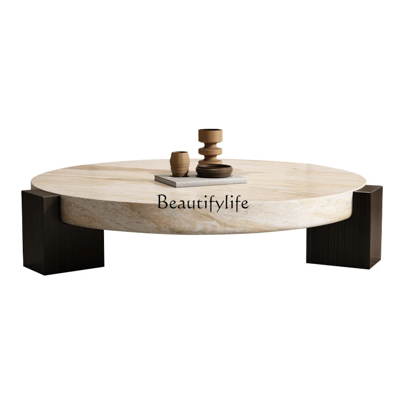 Wabi-Sabi Style Natural Marble Travertine Solid Wood Coffee Table Light Luxury Modern Home Creative Art Round Shape
Wabi-Sabi Style Natural Marble Travertine Solid Wood Coffee Table Light Luxury Modern Home Creative Art Round Shape