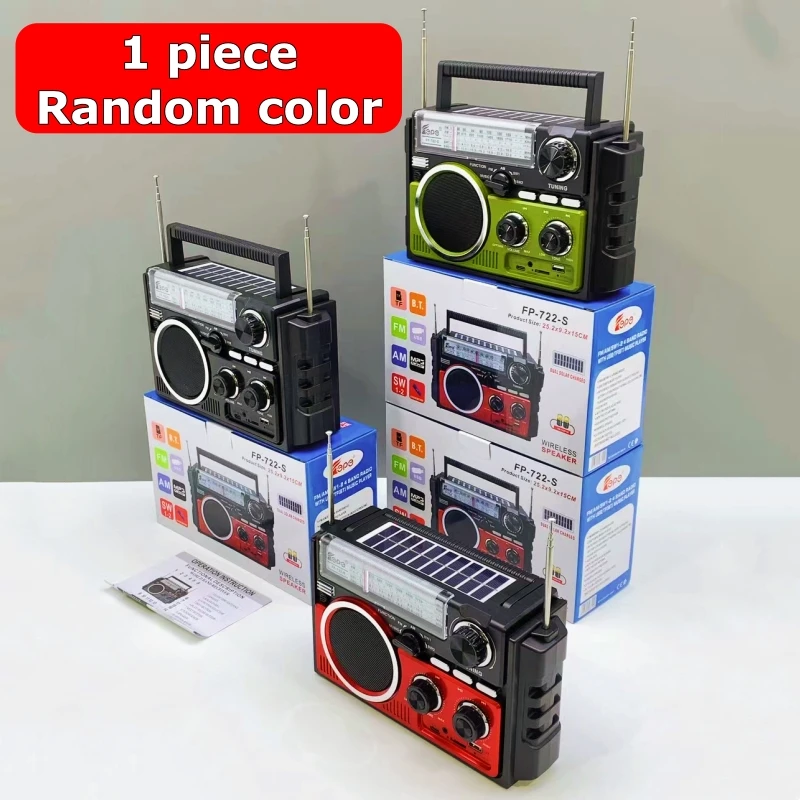 FP-722-S Multifunction Radio Portable Mp3 Music Player Built in Bluetooth Speakers Dual Solar Charging AM/FM/SW1-2 4-band Radio
FP-722-S Multifunction Radio Portable Mp3 Music Player Built in Bluetooth Speakers Dual Solar Charging AM/FM/SW1-2 4-band Radio