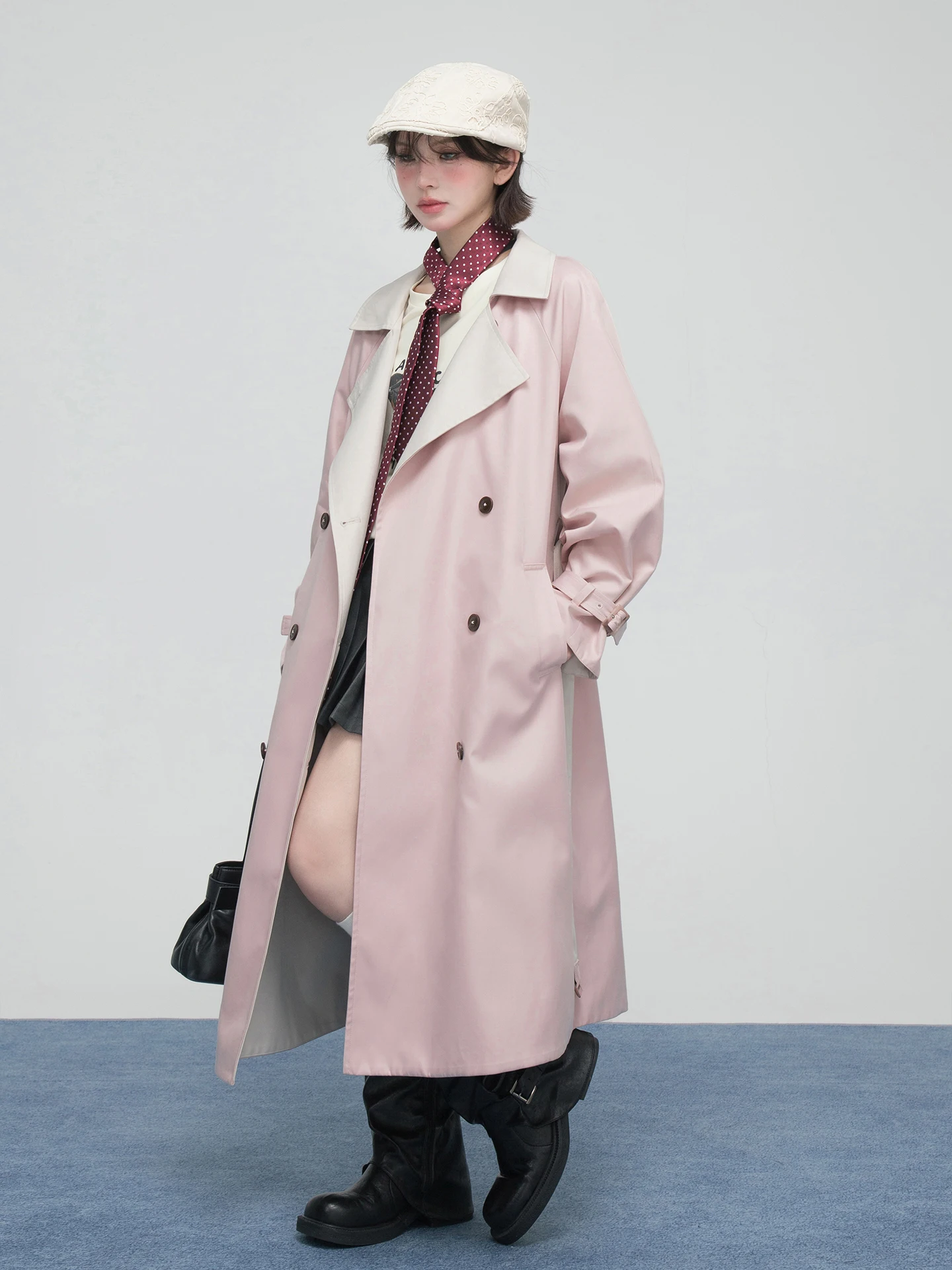 Pink Double-Sided Wear Long Loose Sle Windbreaker ONEOFUUU Almond Flower Pollen Two-Way Wear Color Blo Waist-Cinching Coat
Pink Double-Sided Wear Long Loose Sle Windbreaker ONEOFUUU Almond Flower Pollen Two-Way Wear Color Blo Waist-Cinching Coat