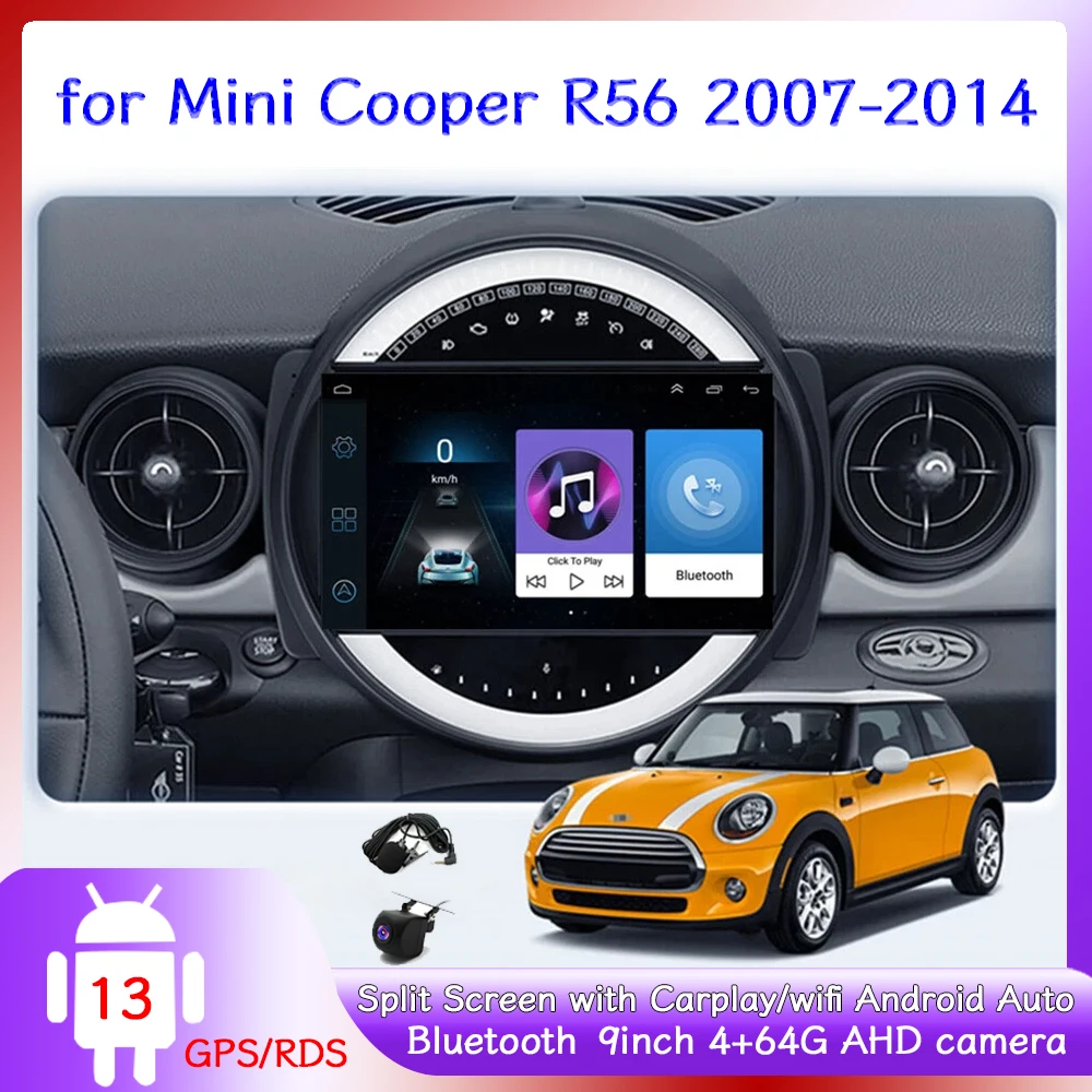 Car Stereo Multimedia Video Player GPS Navigation 9inch with Android13 Carplay+ Android Auto for Mini Cooper R56 2007-2014
Car Stereo Multimedia Video Player GPS Navigation 9inch with Android13 Carplay+ Android Auto for Mini Cooper R56 2007-2014