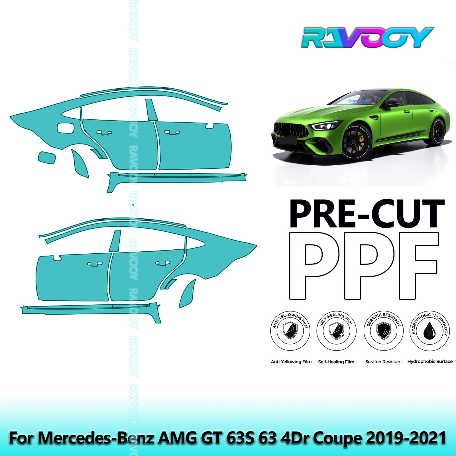 For Mercedes-Benz AMG GT 63S 63 4Dr Coupe 2019-2021 8.5mil Pre-Cut PPF Door & A/B Pillar Kit TPU Paint Protection Film Set
For Mercedes-Benz AMG GT 63S 63 4Dr Coupe 2019-2021 8.5mil Pre-Cut PPF Door & A/B Pillar Kit TPU Paint Protection Film Set