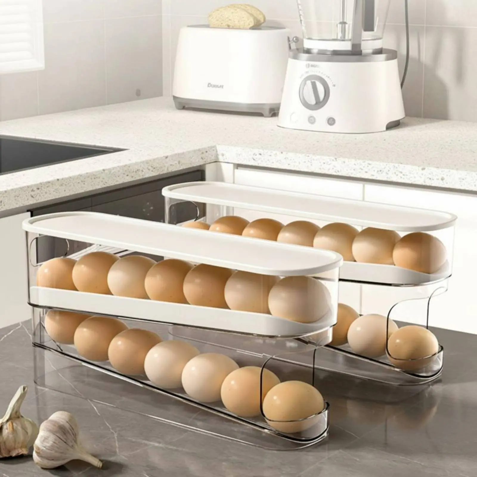 Refrigerator Egg-Shaped Produce Holder Organizer With Lid Rolling Egg-Shaped Produce Holder Dispenser Food-Safe Material
Refrigerator Egg-Shaped Produce Holder Organizer With Lid Rolling Egg-Shaped Produce Holder Dispenser Food-Safe Material