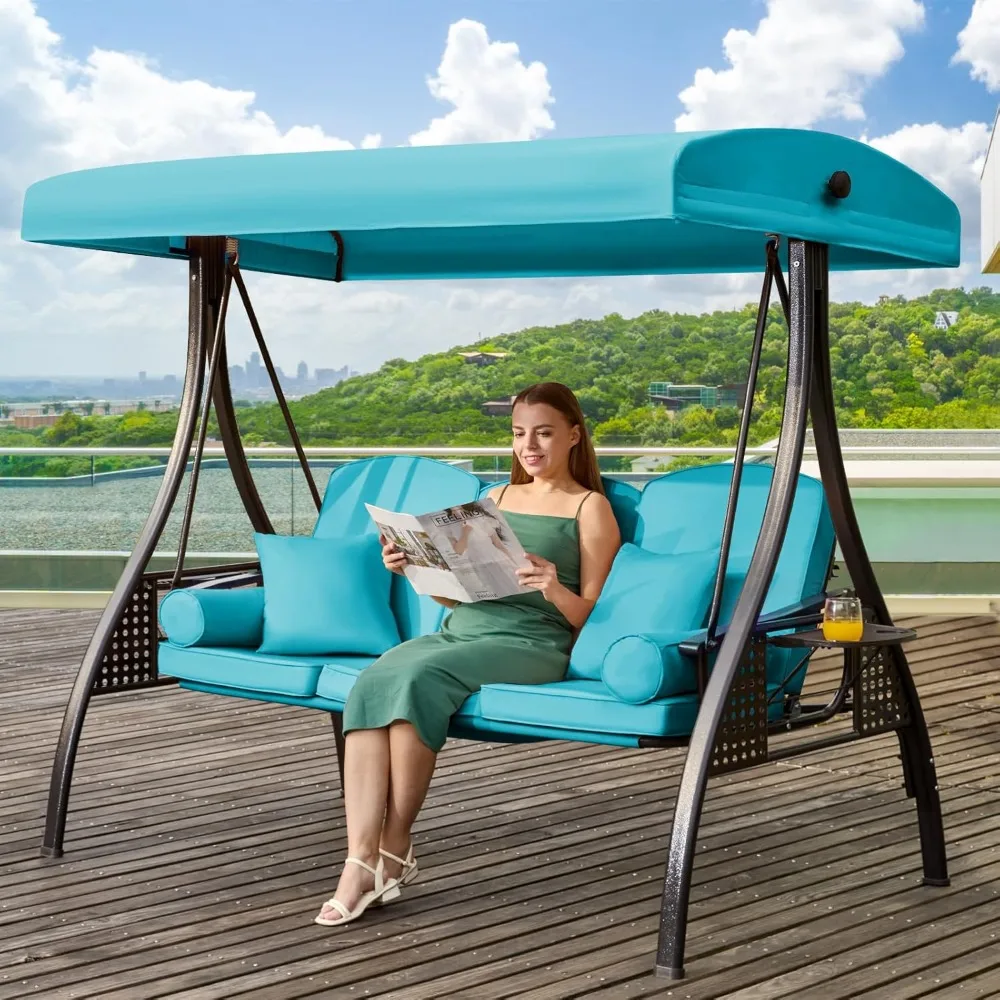 3 in 1 Outdoor Porch Swing with Adjustable Canopy, 3 Seat Outdoor Swings, Patio Swing Chair with Thickened Cushions, Pillows
3 in 1 Outdoor Porch Swing with Adjustable Canopy, 3 Seat Outdoor Swings, Patio Swing Chair with Thickened Cushions, Pillows
