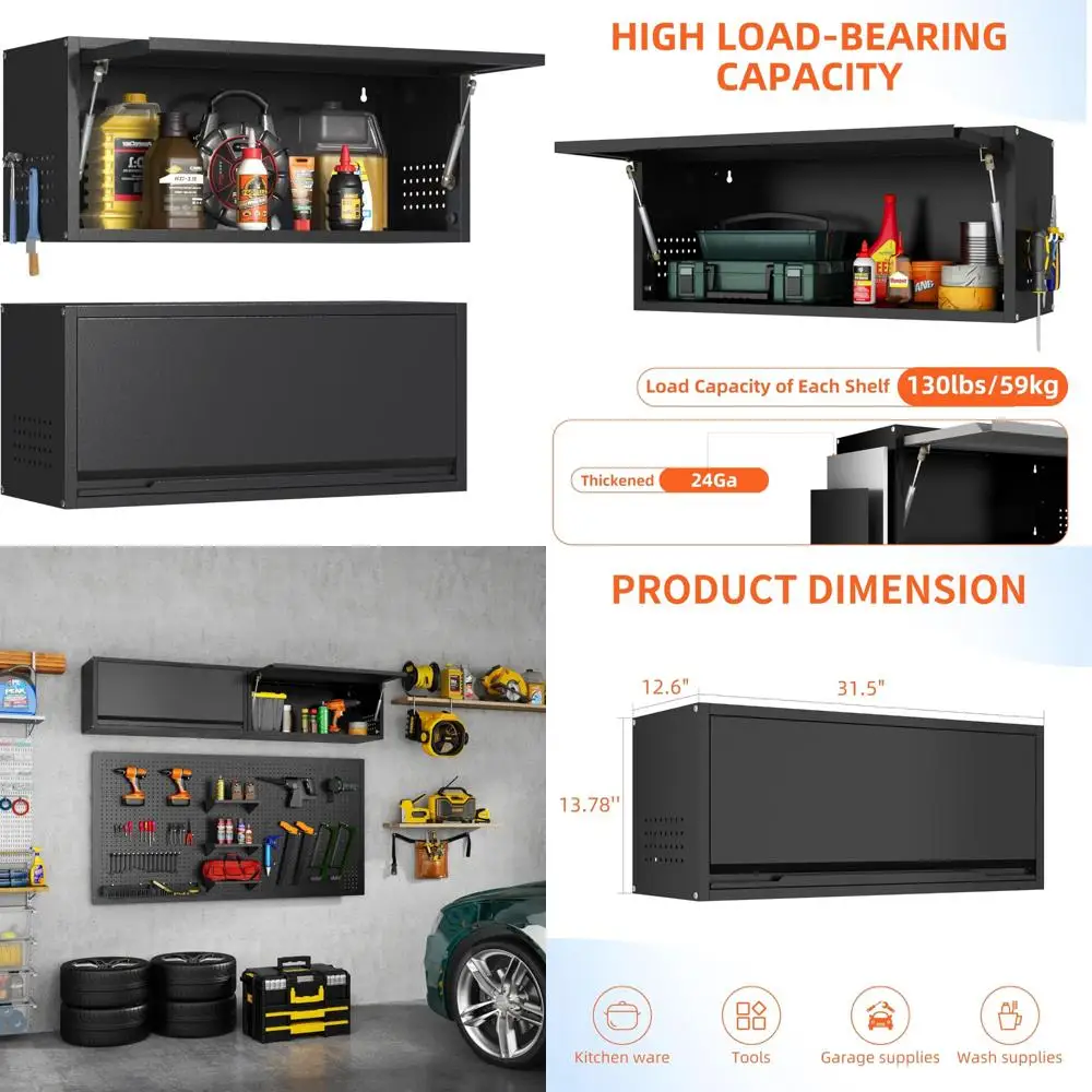 Wall Mounted Garage Storage Cabinet with Flip-Up Door, 13.8 High Hanging Tool Cabinet for Automotive Enthusiasts
Wall Mounted Garage Storage Cabinet with Flip-Up Door, 13.8 High Hanging Tool Cabinet for Automotive Enthusiasts
