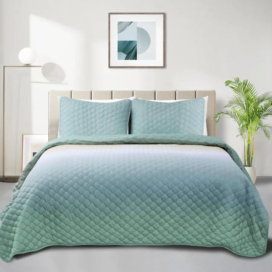 Quilt Set Full Queen Size 3 Piece, Gradient Green Pattern Printed Bedding Coverlet Set, Lightweight Soft Reversible Bedspread Se
Quilt Set Full Queen Size 3 Piece, Gradient Green Pattern Printed Bedding Coverlet Set, Lightweight Soft Reversible Bedspread Se
