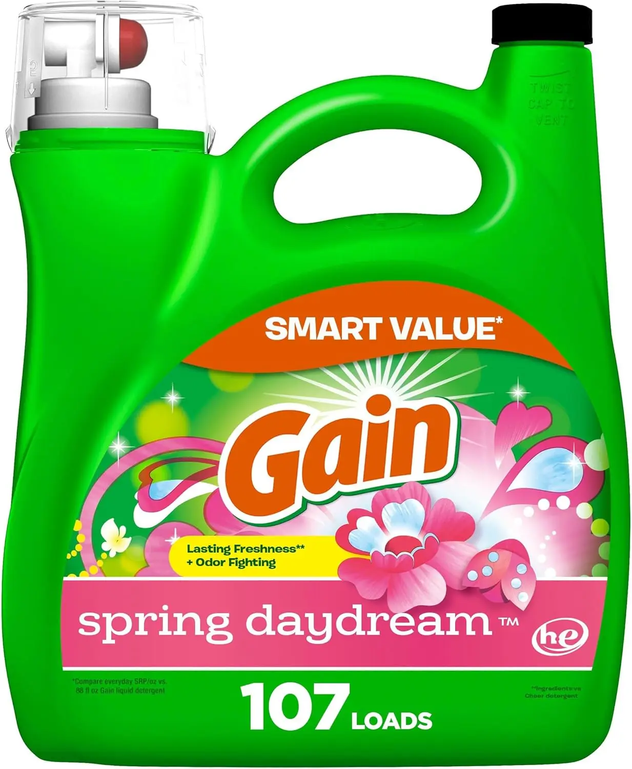 Laundry Detergent Liquid Soap with Spring Daydream Scent for Freshness and Odor Fighting, 154 fl oz 107 Loads
Laundry Detergent Liquid Soap with Spring Daydream Scent for Freshness and Odor Fighting, 154 fl oz 107 Loads