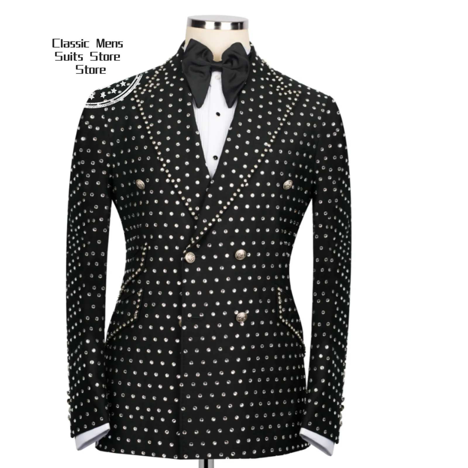 Fashion Diamond Jewelry Suit For Men Formal Groom Party Male Blazer 2 Piece Sets Customized Slim Fit Tuxedos Wedding Ropa Hombre
Fashion Diamond Jewelry Suit For Men Formal Groom Party Male Blazer 2 Piece Sets Customized Slim Fit Tuxedos Wedding Ropa Hombre