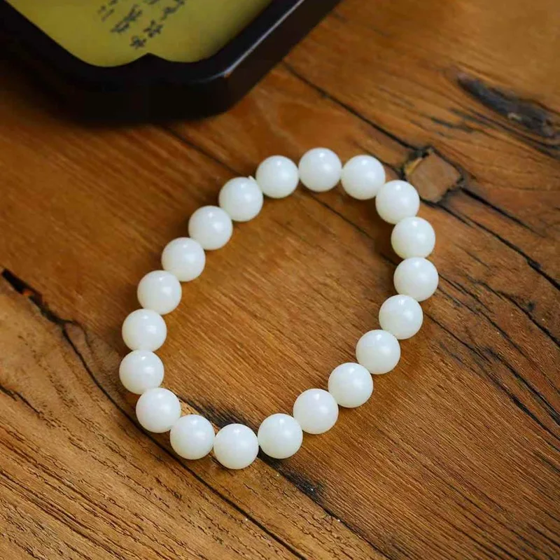 Natural Hetian Corn Da Material Sheep Fat Grade White Beads Round Jade Bracelet With Certificate
Natural Hetian Corn Da Material Sheep Fat Grade White Beads Round Jade Bracelet With Certificate