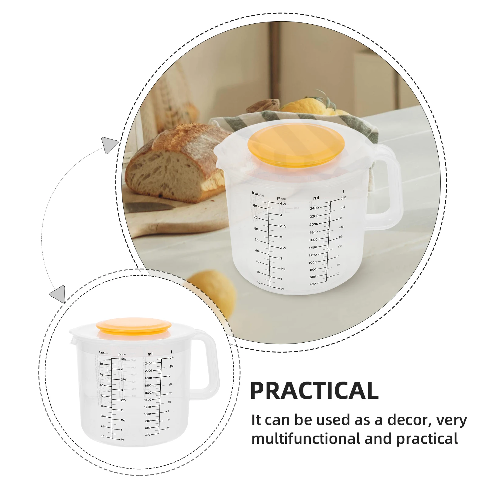 Measuring Cup Mixing Bowl 2 5L Baking Tool with Scale Transparent Plastic Kitchen Lids for Salad Cream Storage
Measuring Cup Mixing Bowl 2 5L Baking Tool with Scale Transparent Plastic Kitchen Lids for Salad Cream Storage