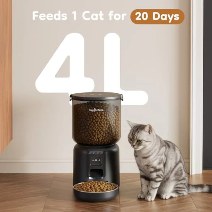 Automatic cat feeder for home use, ABS plastic, white, with adjustable 1080p camera, 5G WiFi, app control, dual power, voice
Automatic cat feeder for home use, ABS plastic, white, with adjustable 1080p camera, 5G WiFi, app control, dual power, voice