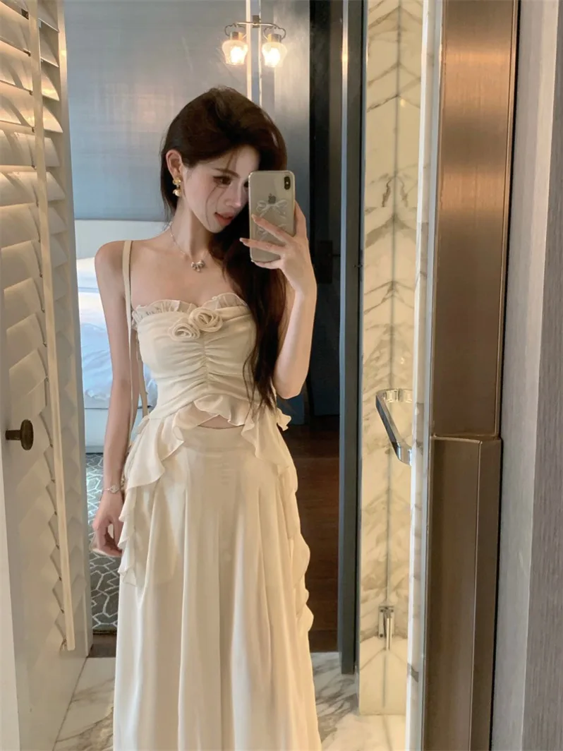 Summer New Sweet Pure Desire Short Crop Top High Waist Wide Leg Pants Two Piece Set with Lace Trim Casual Fashion Outfit
Summer New Sweet Pure Desire Short Crop Top High Waist Wide Leg Pants Two Piece Set with Lace Trim Casual Fashion Outfit