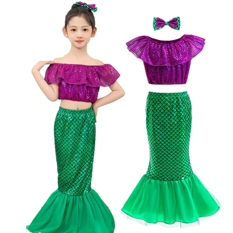 Halloween Mermaid Princess Vest Skirt Set Children's Fashion Show Performance Clothes One Shoulder Fish Tail Girl's Dress
Halloween Mermaid Princess Vest Skirt Set Children's Fashion Show Performance Clothes One Shoulder Fish Tail Girl's Dress