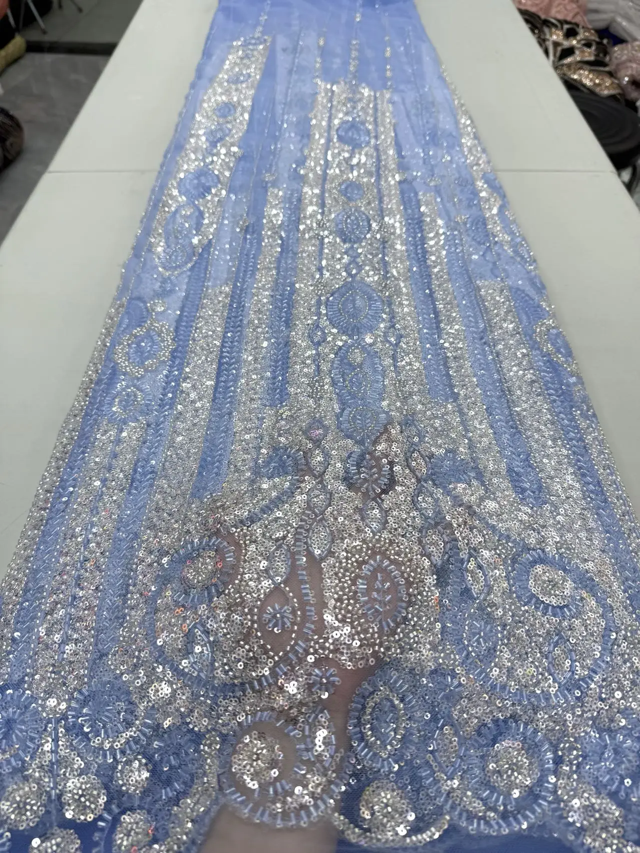 New African Lace Fabric 3D Sequins Heavy Beads Embroidery Groom Nigeria Bridal High Quality French Tulle Lace Fabric for Wedding
New African Lace Fabric 3D Sequins Heavy Beads Embroidery Groom Nigeria Bridal High Quality French Tulle Lace Fabric for Wedding