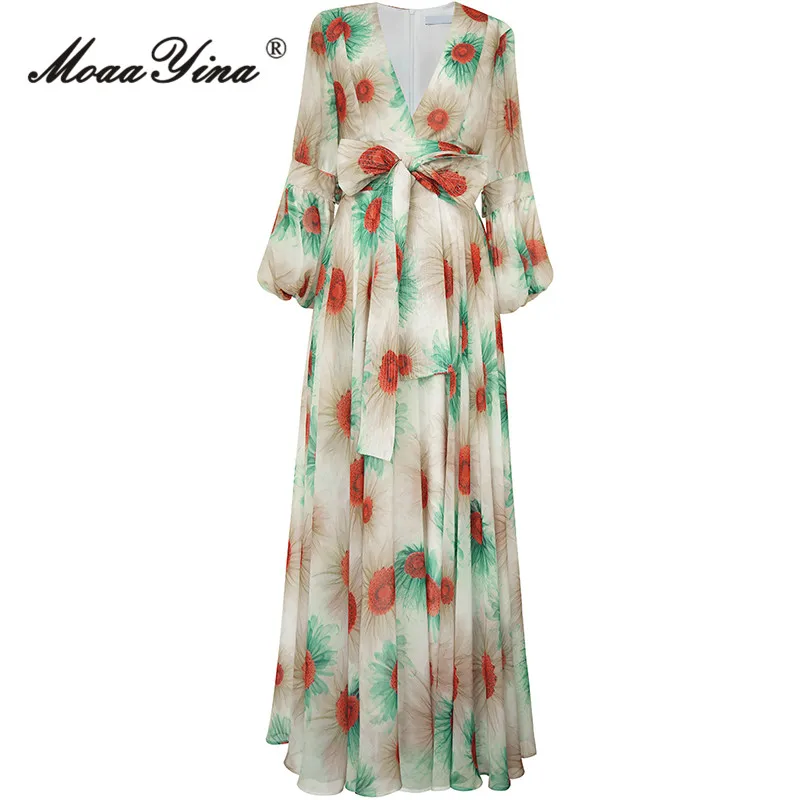 MoaaYina Spring Fashion Designer Vintage Floral Print Dress Women's Lantern Sleeve Frenulum Gathered Waist Slim A-LINE Long Dres
MoaaYina Spring Fashion Designer Vintage Floral Print Dress Women's Lantern Sleeve Frenulum Gathered Waist Slim A-LINE Long Dres