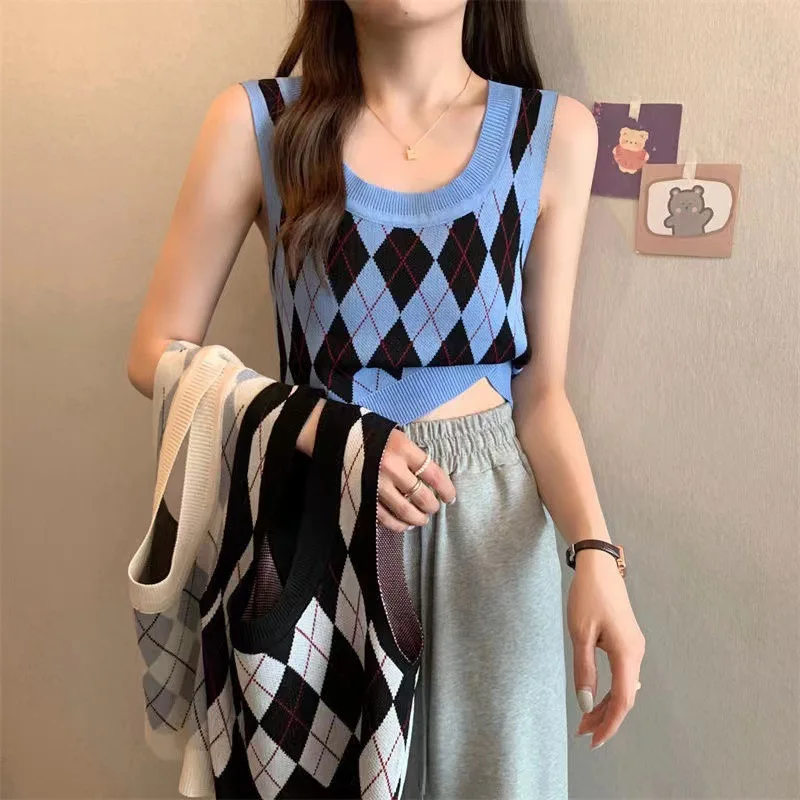 Women Plaid Tank Tops Backless Cute Camis Female Crop Tops Knitted Tops Women Crop Tank Tops 2023 Summer
Women Plaid Tank Tops Backless Cute Camis Female Crop Tops Knitted Tops Women Crop Tank Tops 2023 Summer