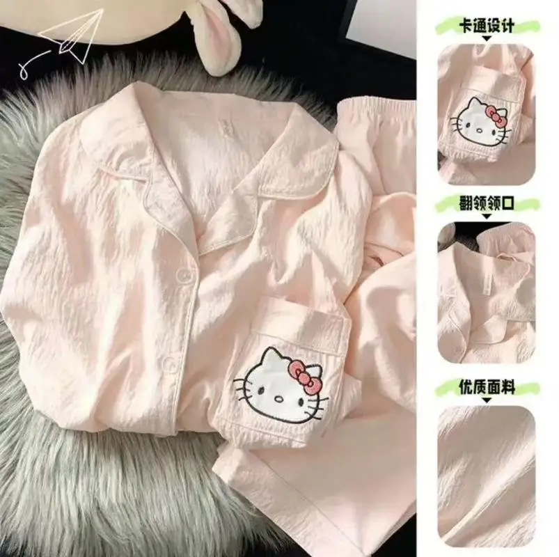 Kawaii Sanrio Hello Kitty Cute Pajamas Hot Girl Spring And Autumn Long Sleeves Trousers Nightgown Home Clothes Kuromi Sleepwear
Kawaii Sanrio Hello Kitty Cute Pajamas Hot Girl Spring And Autumn Long Sleeves Trousers Nightgown Home Clothes Kuromi Sleepwear